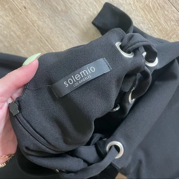 Lace Up Sides Black Mini Dress - Picture 4 of 4